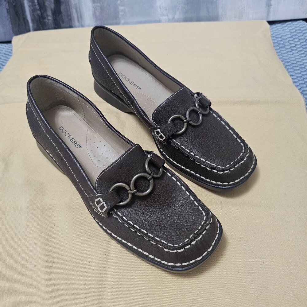 NWOT Dockers Women's Brown Tumbled Leather Horsebit Loafers - Size 6 - Picture 2 of 5